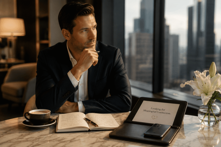Successful Western professional man seeking a meaningful relationship, representing dating advice, matchmaking guidance, and intentional dating.