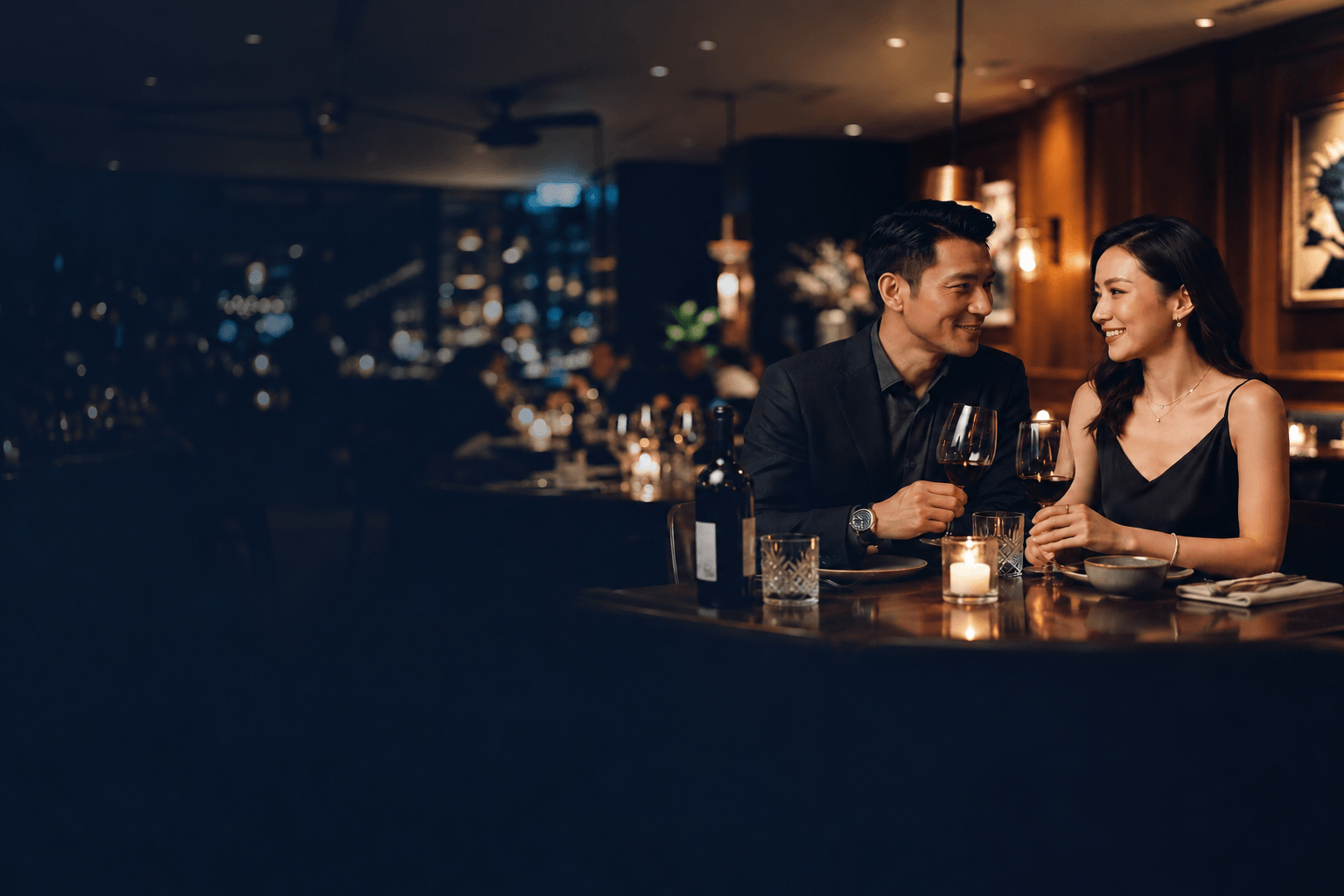 Elegant couple on a romantic date